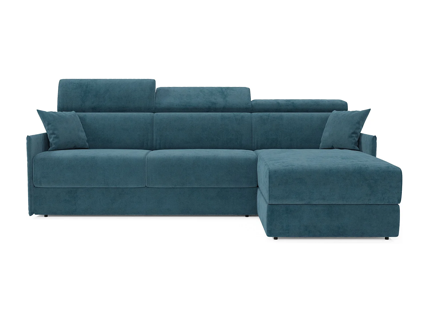 Miryam Ecksofa mit Matratze mit verstellbaren Kopfstützen aus weichem, fleckenabweisendem Stoff T31 232 cm rechts petrol