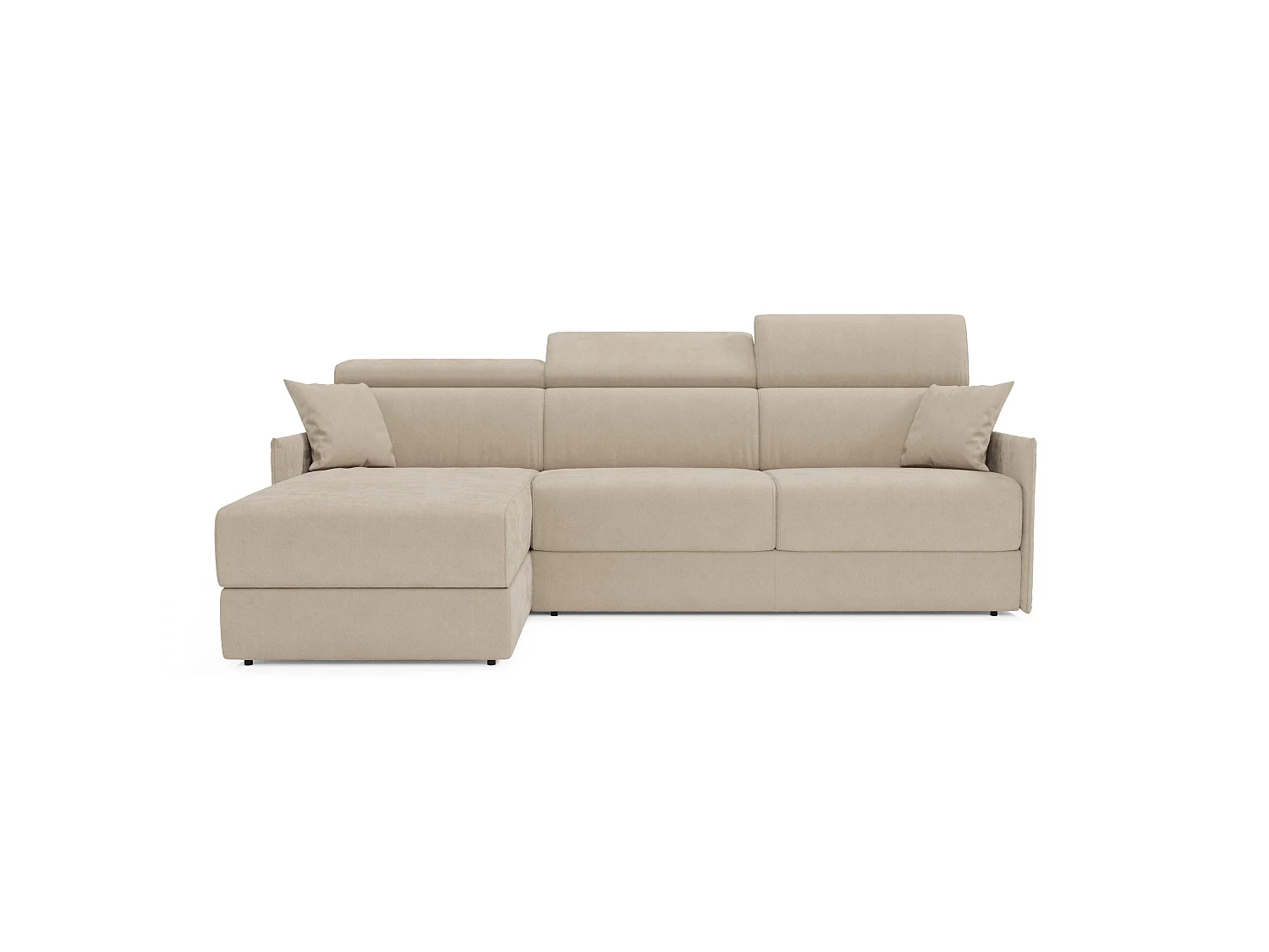 Miryam Ecksofa mit Matratze mit verstellbaren Kopfstützen aus weichem, fleckenabweisendem Stoff T31 272 cm links beige