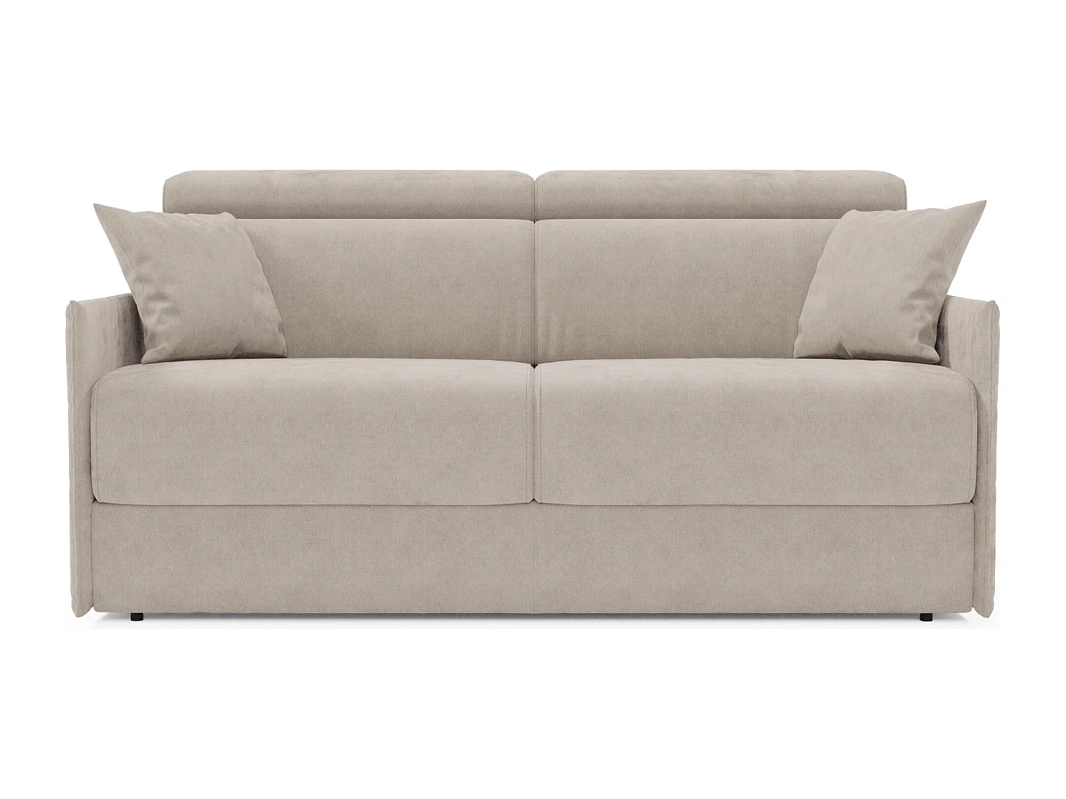 Miryam Schlafsofa mit Matratze mit verstellbaren Kopfstützen aus weichem, fleckenabweisendem Stoff T31 169 cm graubeige