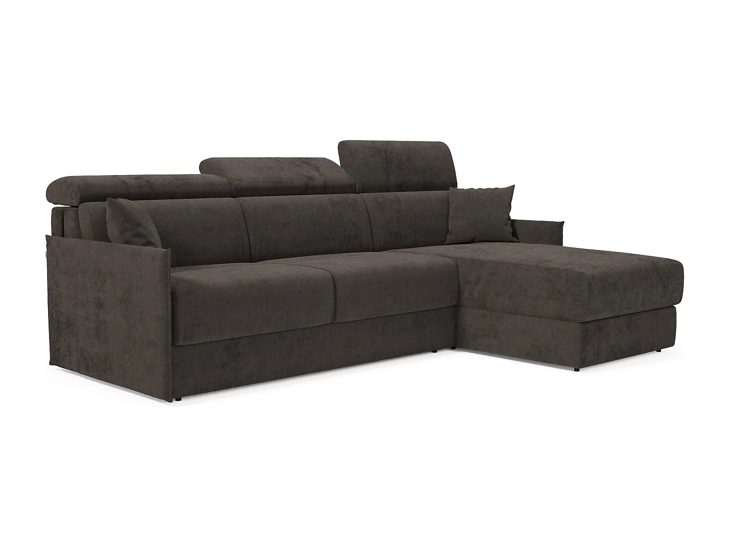 Miryam Ecksofa mit Matratze mit verstellbaren Kopfstützen aus weichem, fleckenabweisendem Stoff T31 252 cm links schwarz