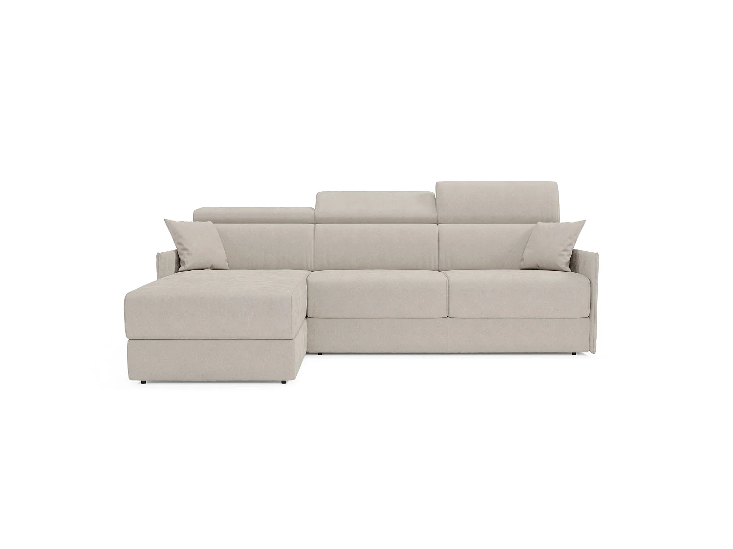 Miryam sofá cama esquinero con reposacabezas reclinables en tejido antimanchas T31 272 cm Izquierdo crema