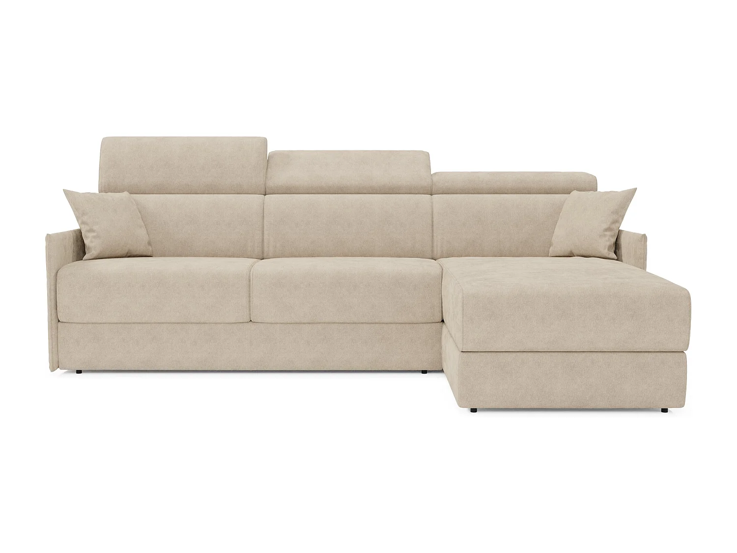 Miryam Ecksofa mit Matratze mit verstellbaren Kopfstützen aus weichem, fleckenabweisendem Stoff T31 272 cm rechts beige