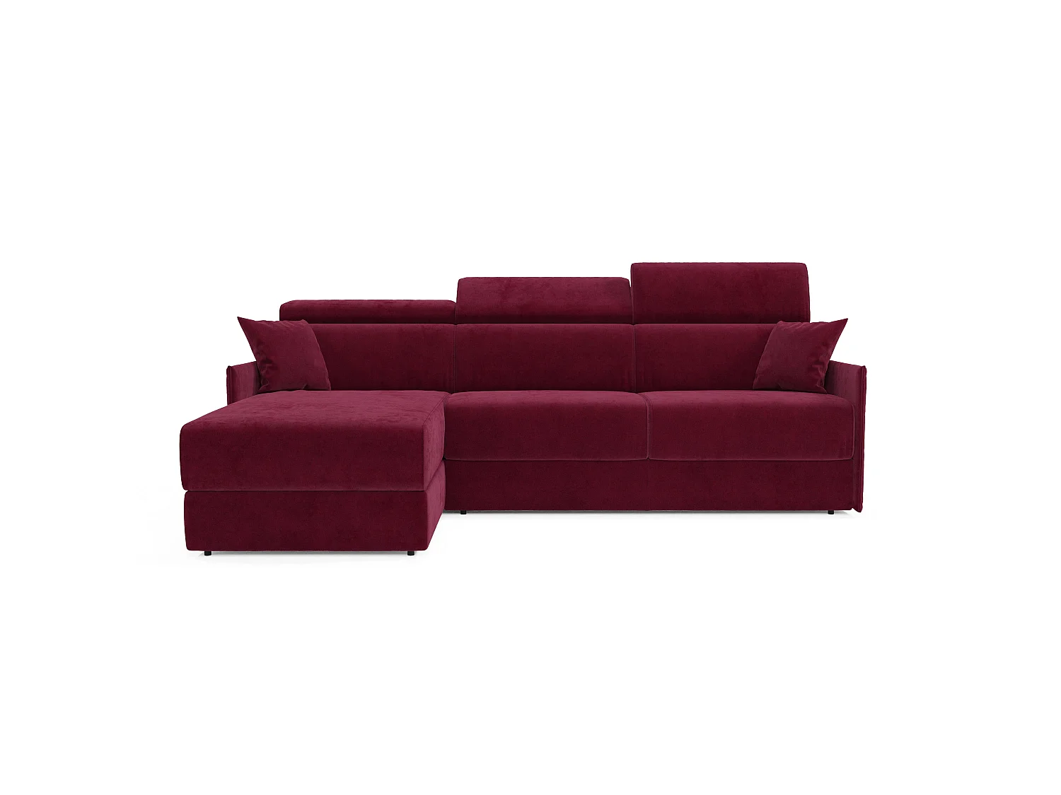 Miryam Ecksofa mit Matratze mit verstellbaren Kopfstützen aus weichem, fleckenabweisendem Stoff T31 252 cm links burgunder