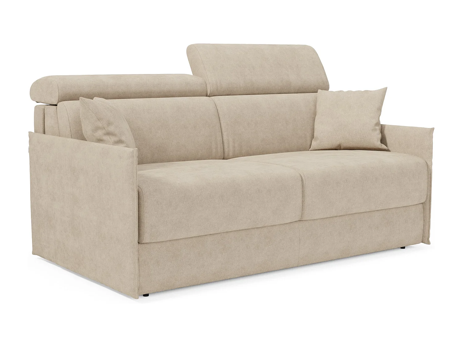 Miryam Schlafsofa mit Matratze mit verstellbaren Kopfstützen aus weichem, fleckenabweisendem Stoff T31 169 cm beige