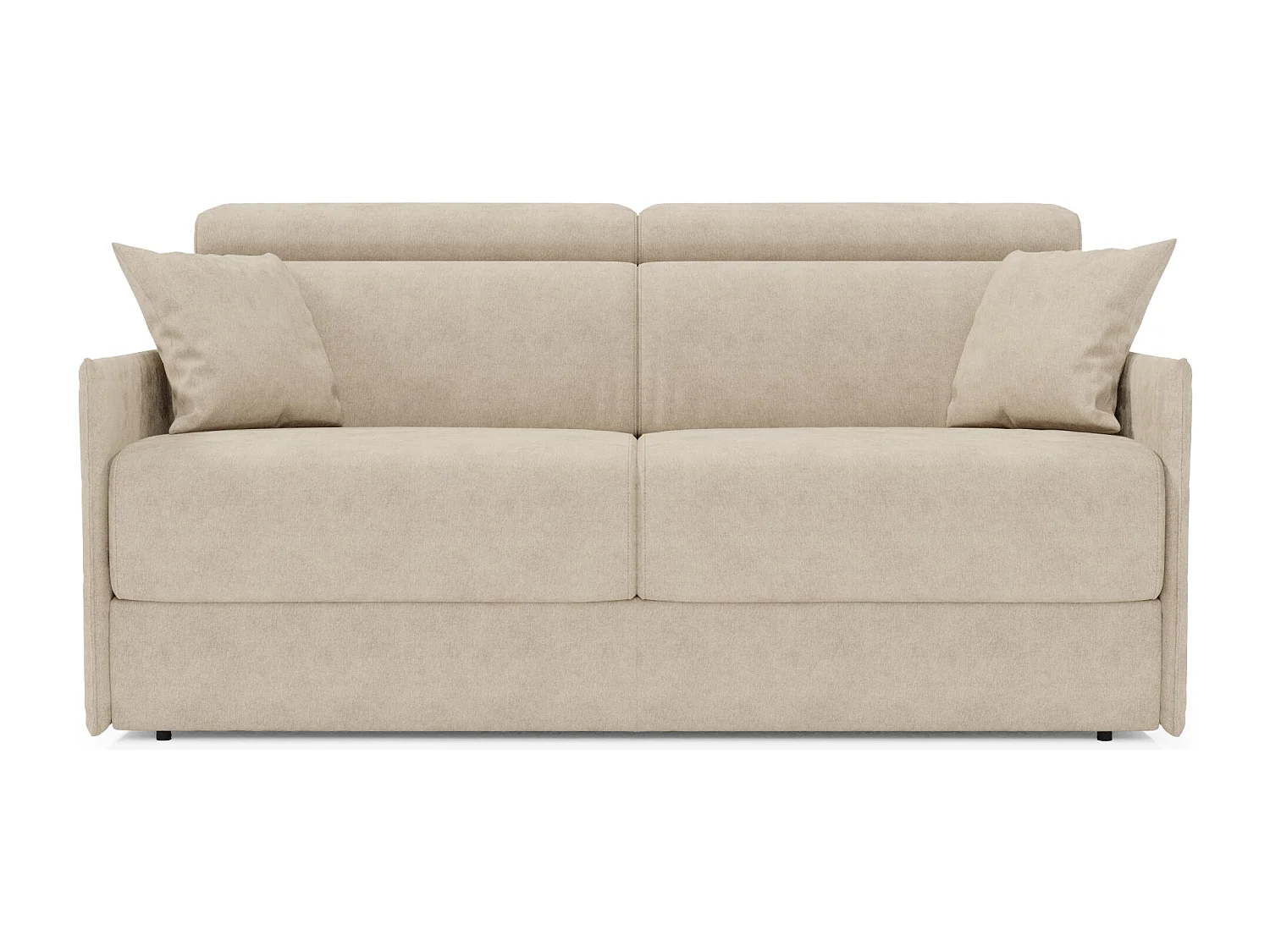 Miryam Schlafsofa mit Matratze mit verstellbaren Kopfstützen aus weichem, fleckenabweisendem Stoff T31 169 cm beige