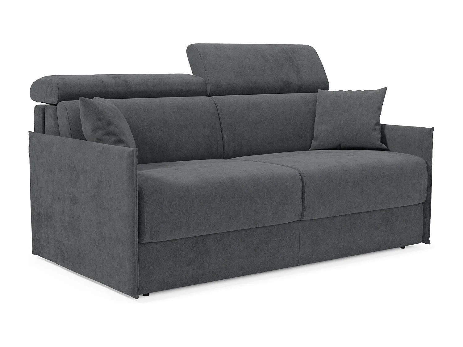 Miryam Schlafsofa mit Matratze mit verstellbaren Kopfstützen aus weichem, fleckenabweisendem Stoff T31 169 cm anthrazitgrau