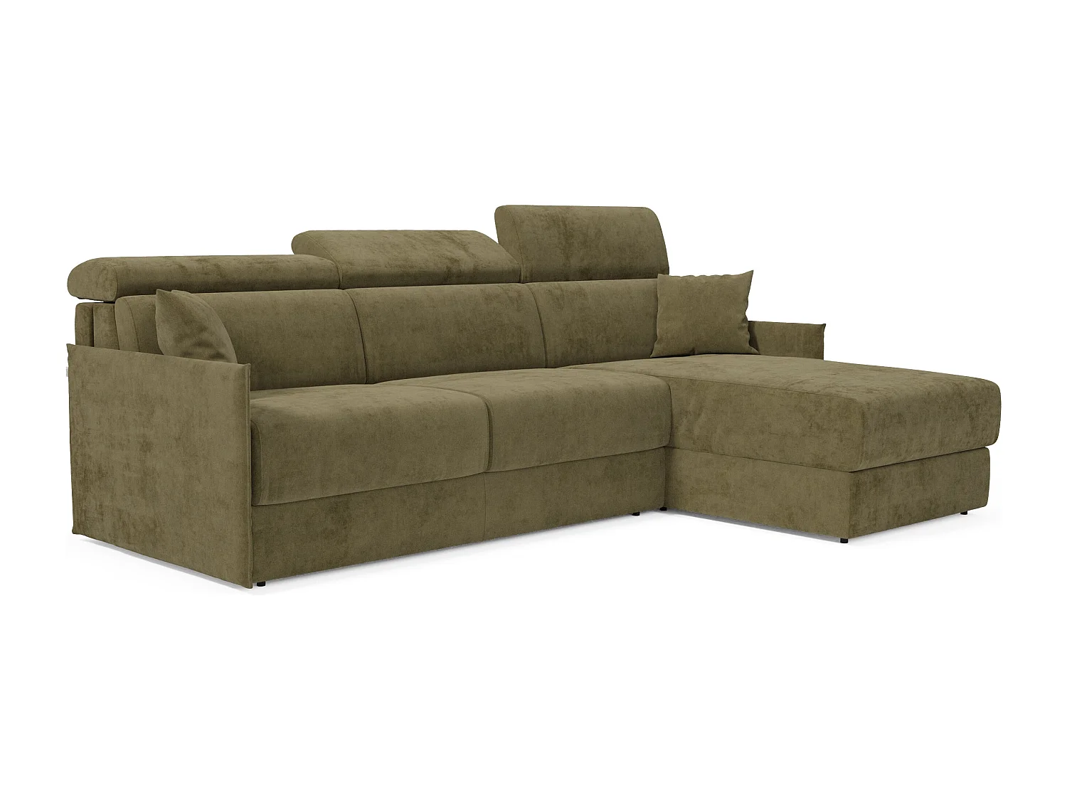 Miryam Ecksofa mit Matratze mit verstellbaren Kopfstützen aus weichem, fleckenabweisendem Stoff T31 232 cm links grün