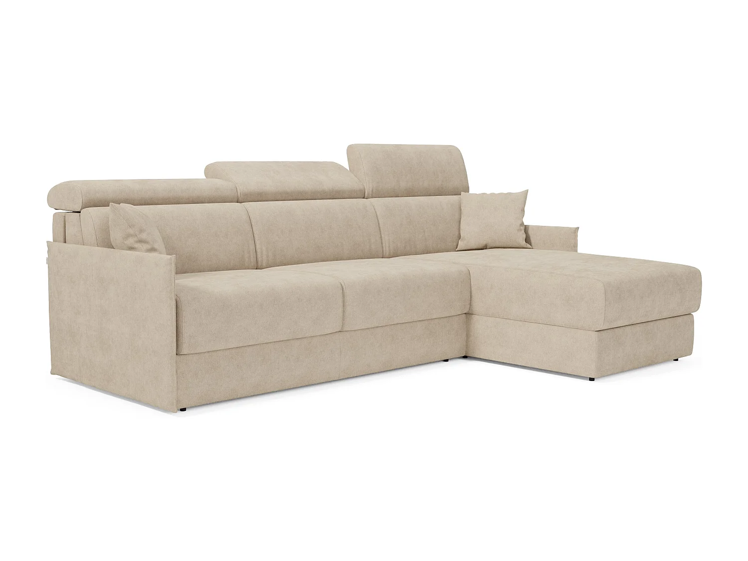 Miryam Ecksofa mit Matratze mit verstellbaren Kopfstützen aus weichem, fleckenabweisendem Stoff T31 232 cm links beige