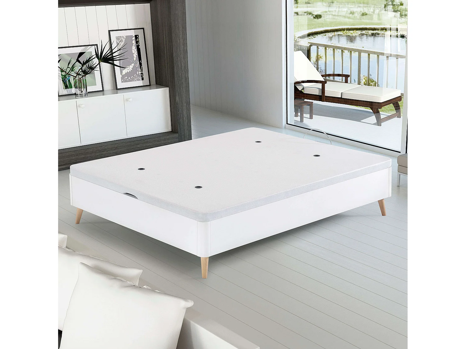 Pack de Descanso 135x190 cm Canapé y Colchón Grafeno Bio Blanco