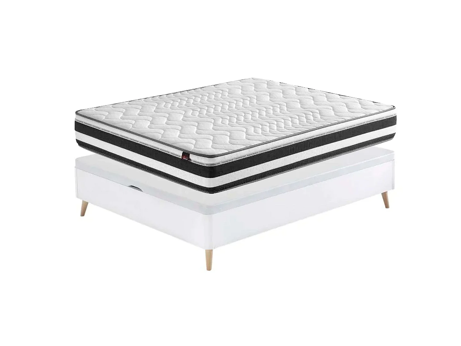 Pack Descanso 90x190 cm: Canapé y Colchón Grafeno Bio Blanco con Patas