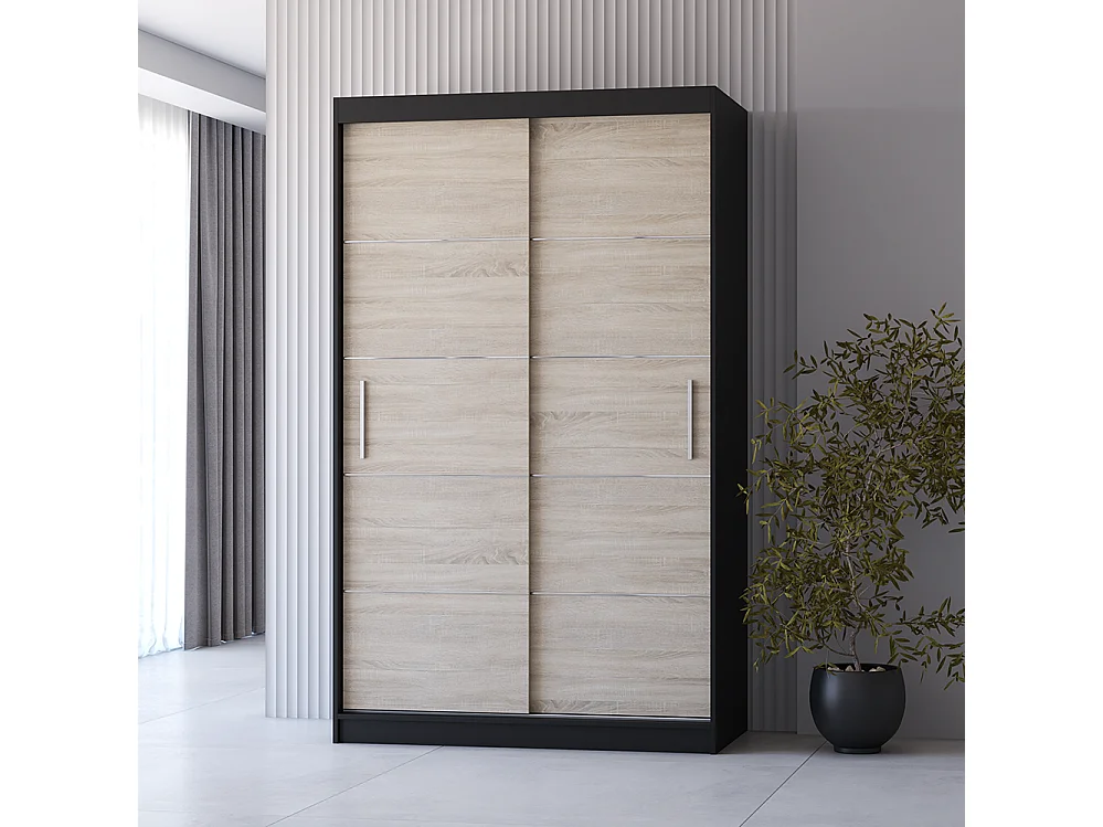 Armoire à portes coulissantes NEOMI 06 + baguettes décoratives 120 cm