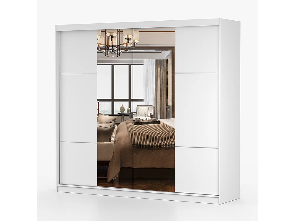Schwebetürenschrank MULTI 38 233 cm Weiß Spiegel