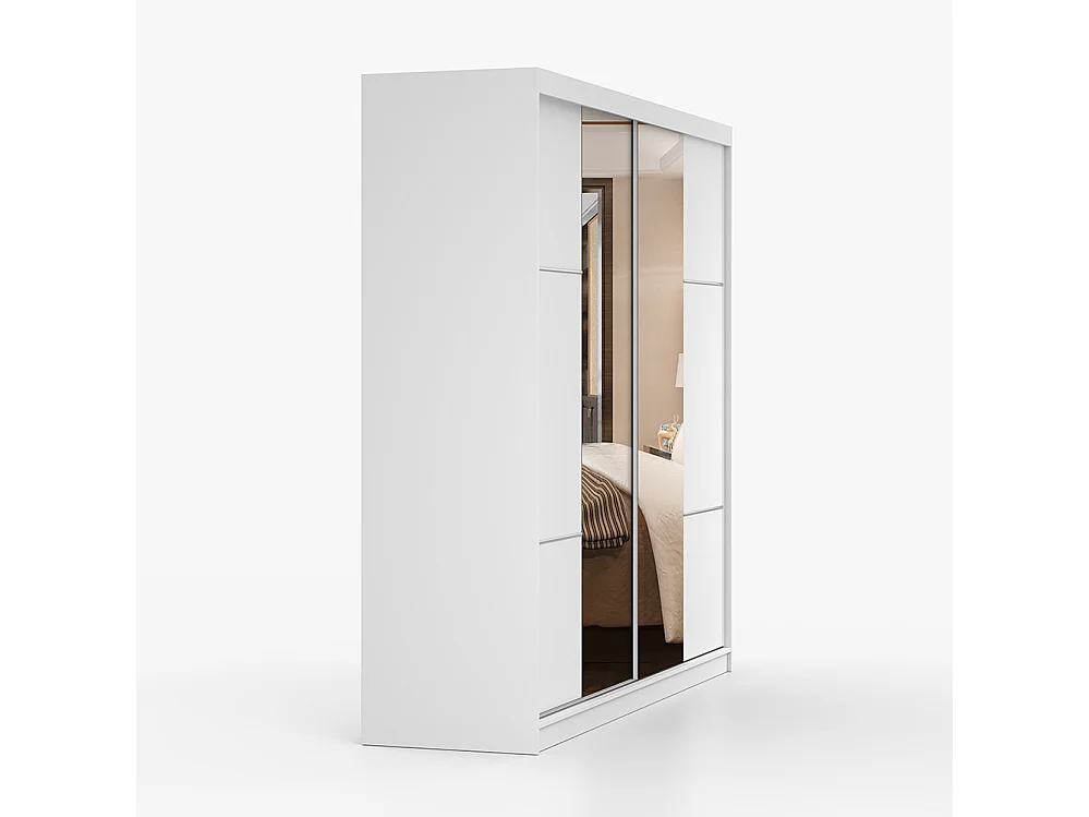 Schwebetürenschrank MULTI 38 233 cm Weiß Spiegel