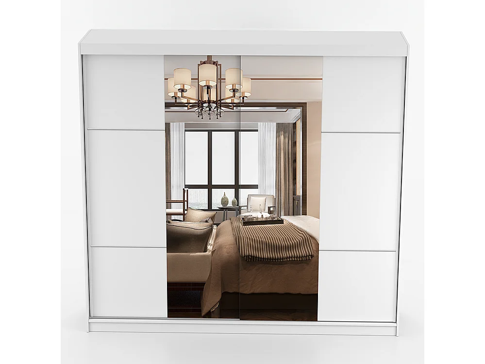 Schwebetürenschrank MULTI 38 233 cm Weiß Spiegel