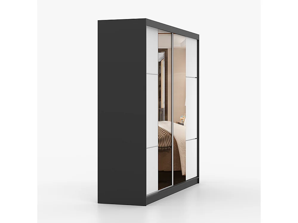 Schwebetürenschrank MULTI 38 233 cm Weiß Spiegel