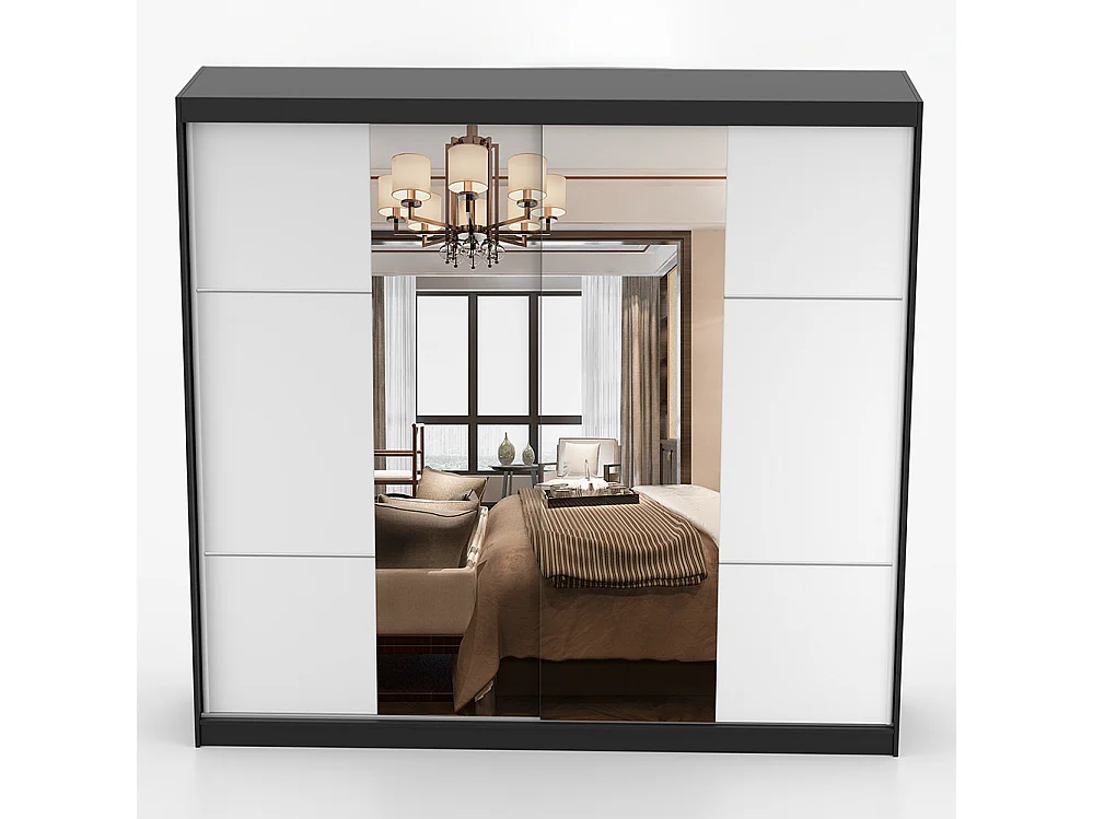 Schwebetürenschrank MULTI 38 233 cm Weiß Spiegel