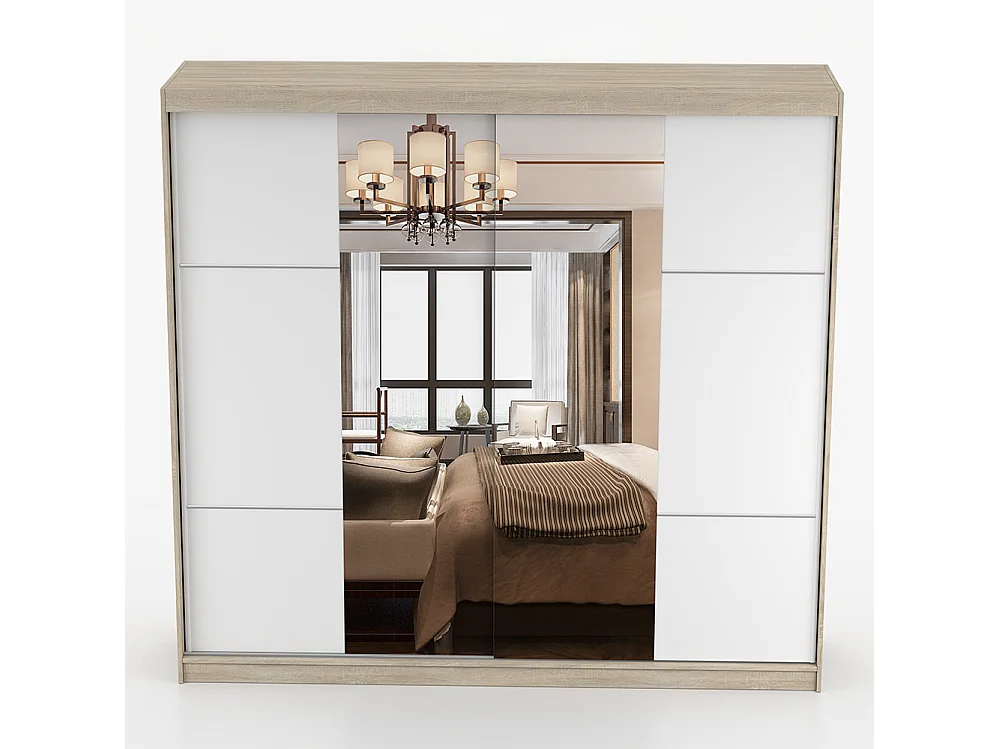 Schwebetürenschrank MULTI 38 233 cm Weiß Spiegel