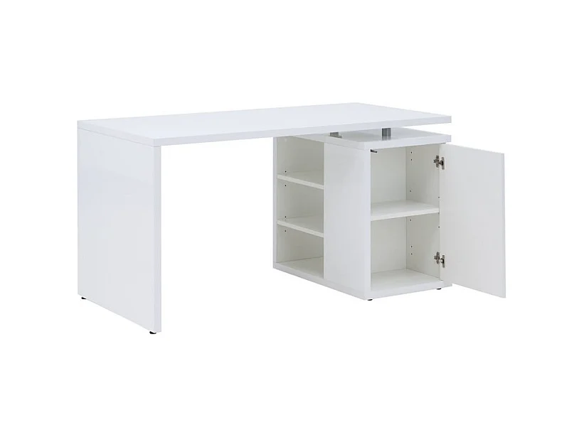 Bureau 140 cm blanc laqué avec rangements - SNOW