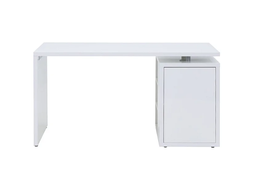 Bureau 140 cm blanc laqué avec rangements - SNOW