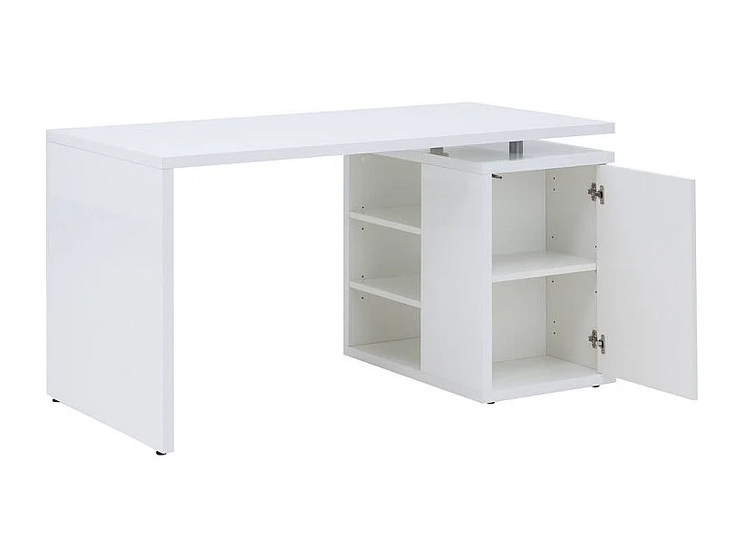 Bureau 140 cm blanc laqué avec rangements - SNOW
