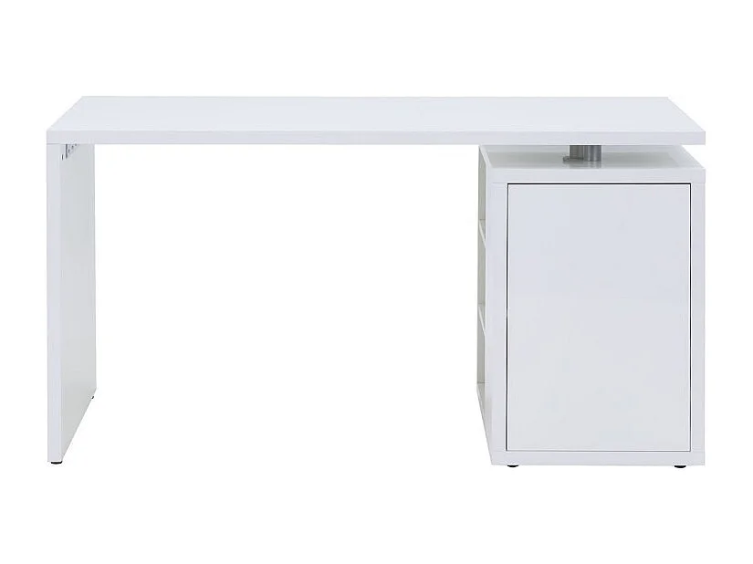 Bureau 140 cm blanc laqué avec rangements - SNOW