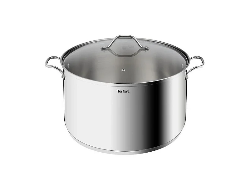 TEFAL B8646404 Marmite 28 cm inox, Tous feux dont induction, Garantie 5 ans, Poignées robustes, Couvercle verre, Intuition XL