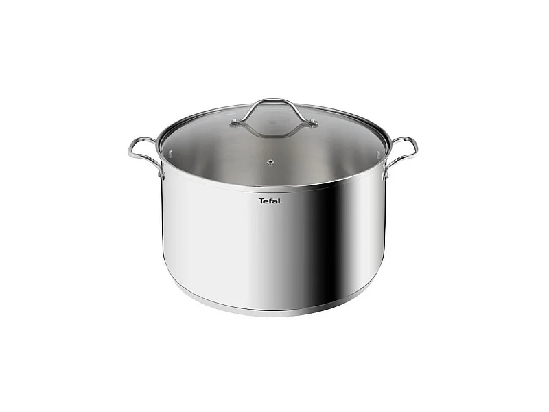 TEFAL B8646404 Marmite 28 cm inox, Tous feux dont induction, Garantie 5 ans, Poignées robustes, Couvercle verre, Intuition XL