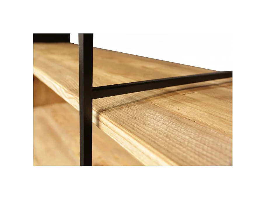 Bibliothèque filaire 6 étagères bois recyclé et métal noir - CABANON