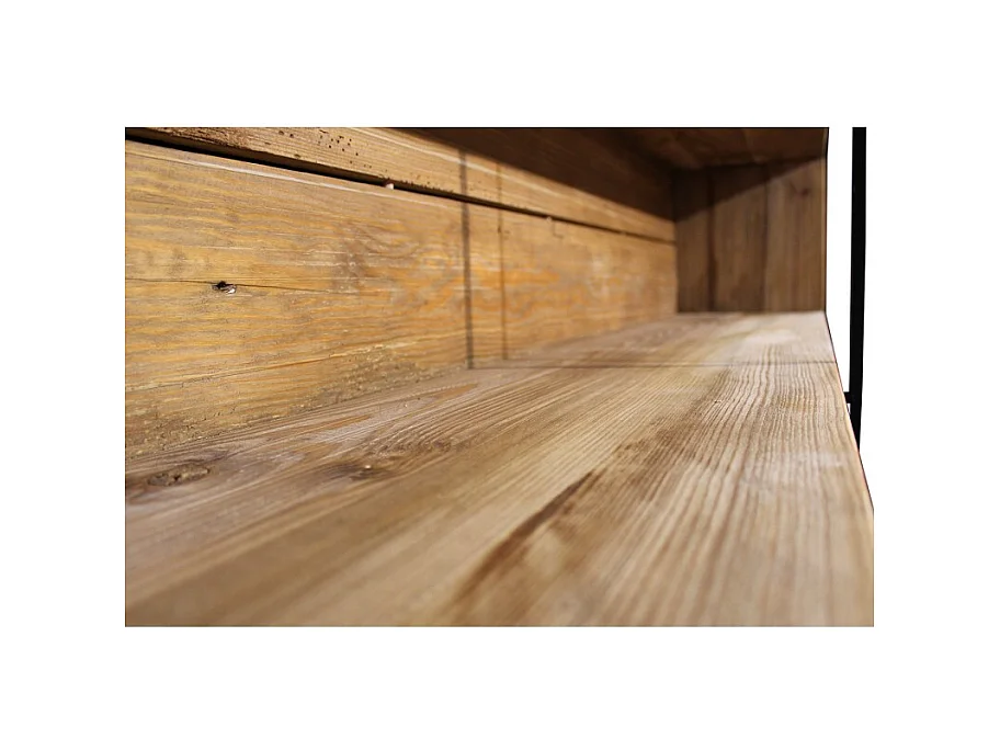 Bibliothèque filaire 6 étagères bois recyclé et métal noir - CABANON