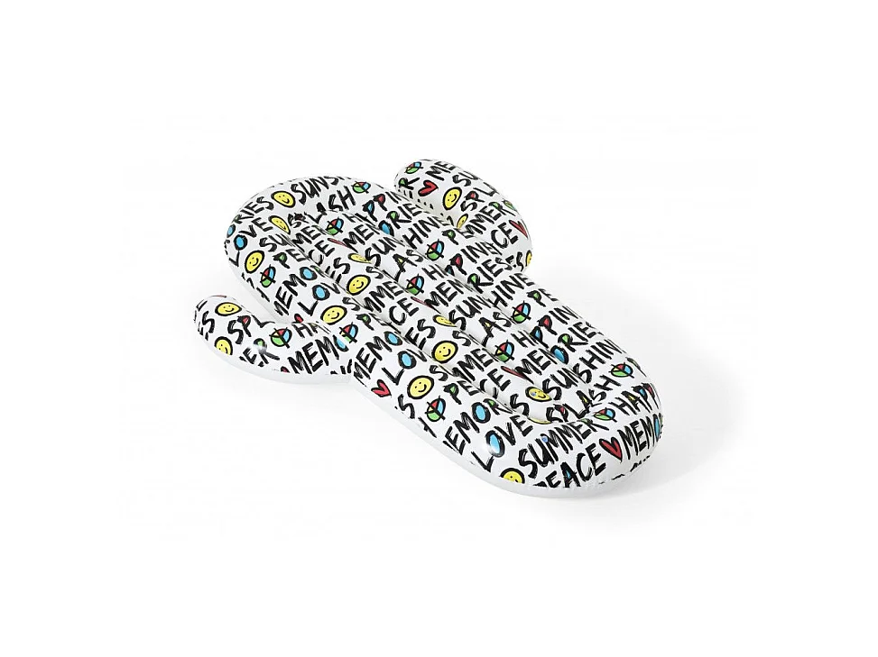 Matelas gonflable Cactus - Citation estivale - 185 x 155 cm, 2 chambres à air, valves de sécurité