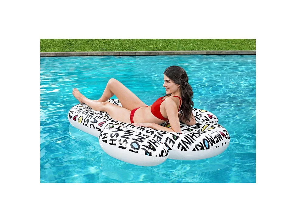 Matelas gonflable Cactus - Citation estivale - 185 x 155 cm, 2 chambres à air, valves de sécurité