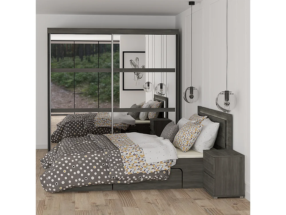 Bett 160×200 LATTE 51, Schwarze Norwegische Kiefer