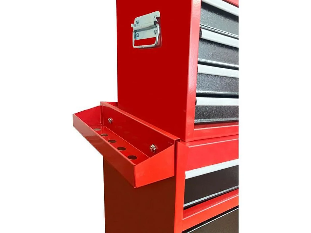 Carro de herramientas de taller DEFPRO de 7 cajones con caja de herramientas extraíble - Metal rojo pintado con epoxi