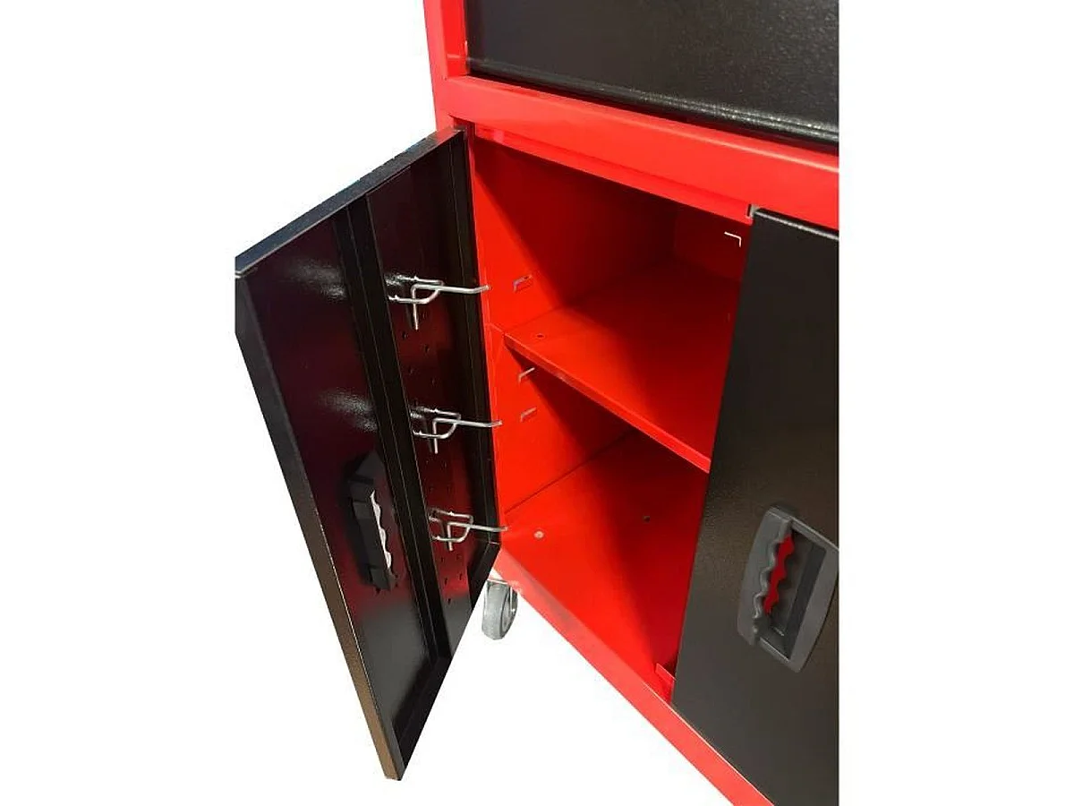 Carro de herramientas de taller DEFPRO de 7 cajones con caja de herramientas extraíble - Metal rojo pintado con epoxi