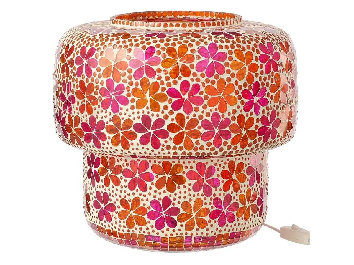 Lampe à Poser Mosaïque "Ruthie" 33cm Rose & Orange