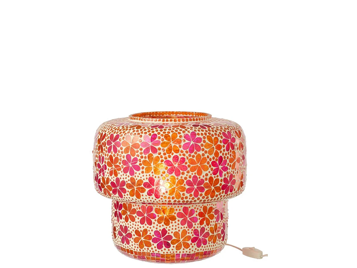Lampe à Poser Mosaïque "Ruthie" 33cm Rose & Orange