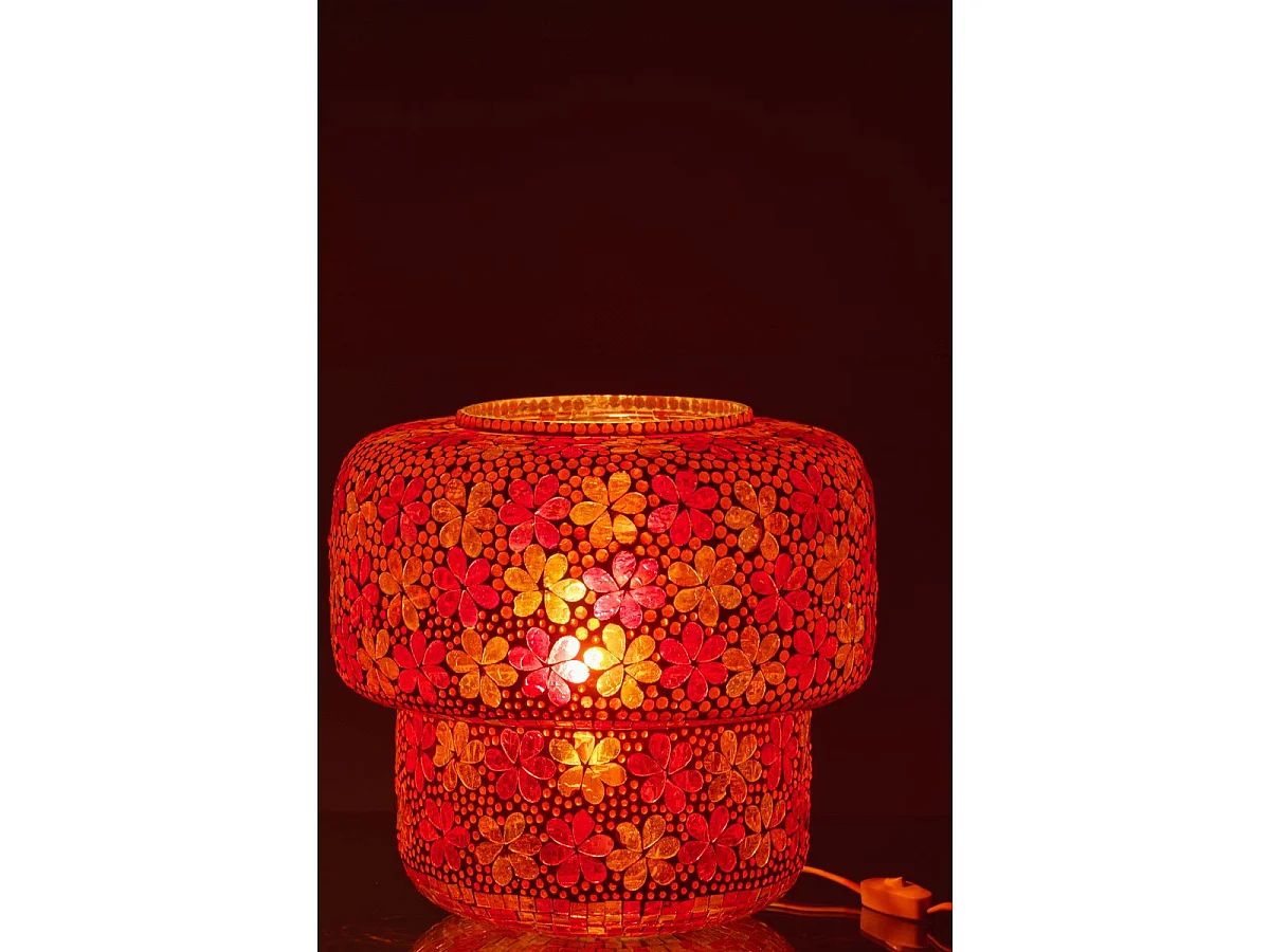 Lampe à Poser Mosaïque "Ruthie" 33cm Rose & Orange