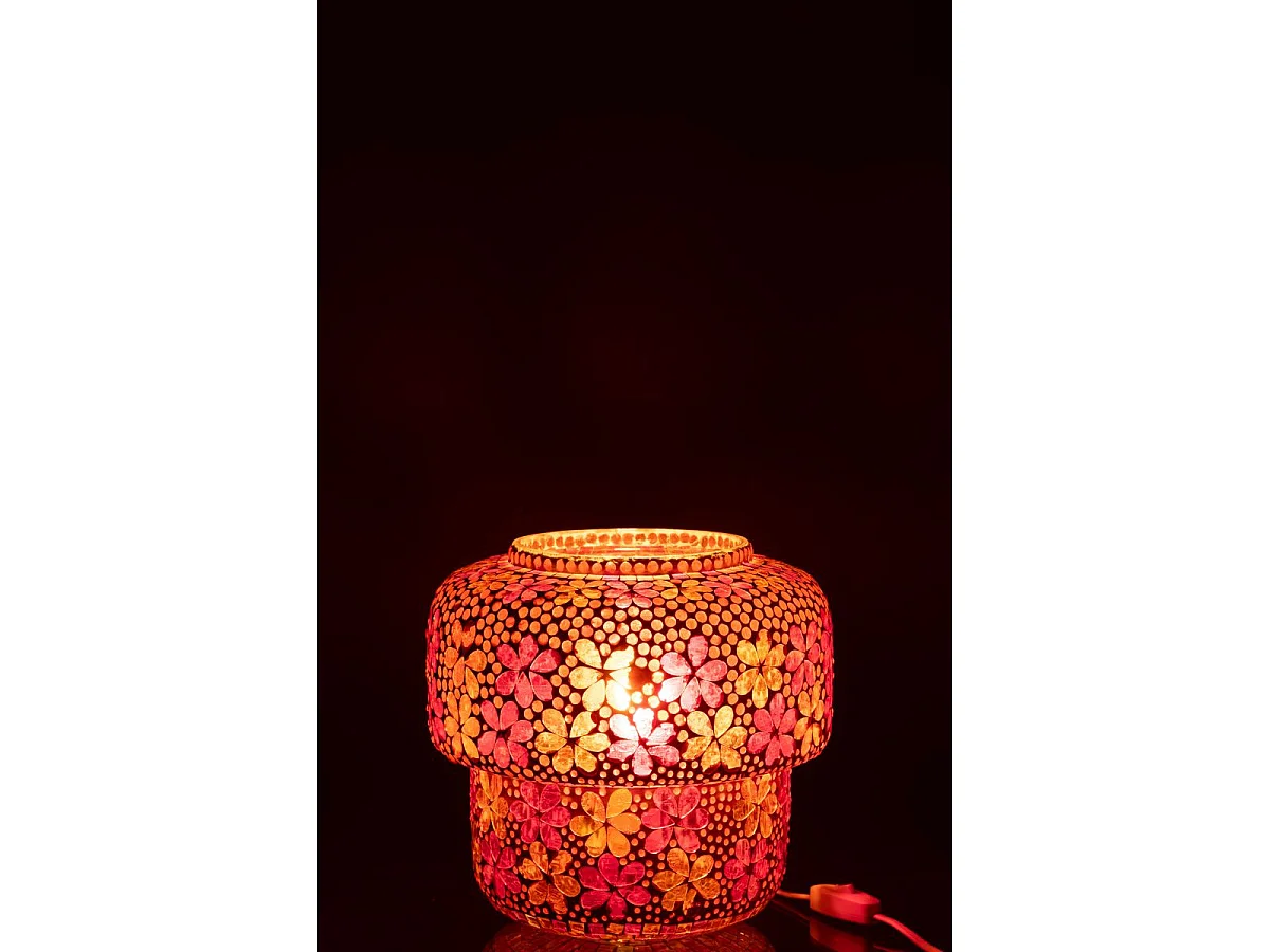 Lampe à Poser Mosaïque "Ruthie" 26cm Rose & Orange