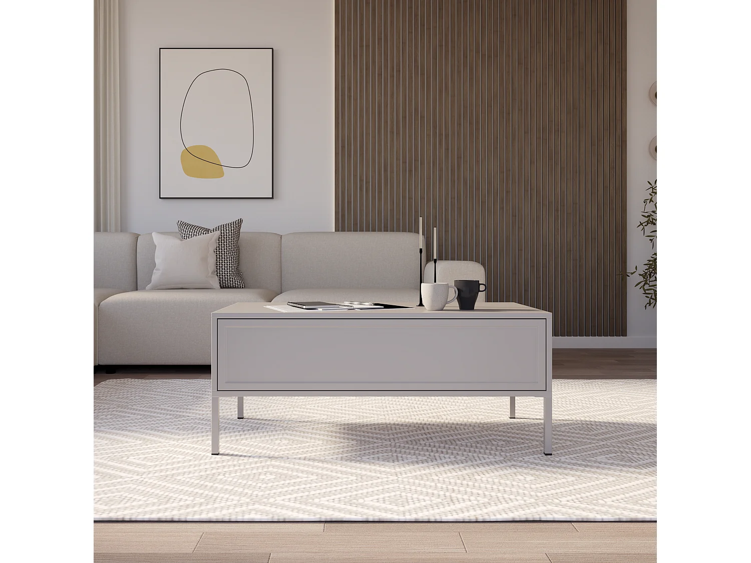 Couchtisch mit Schublade – kaschmir – 100x50 cm – VELVETO