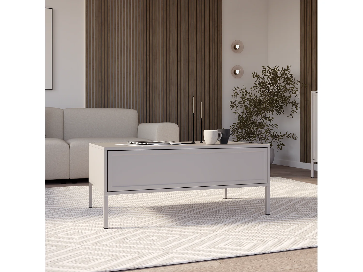 Couchtisch mit Schublade – kaschmir – 100x50 cm – VELVETO