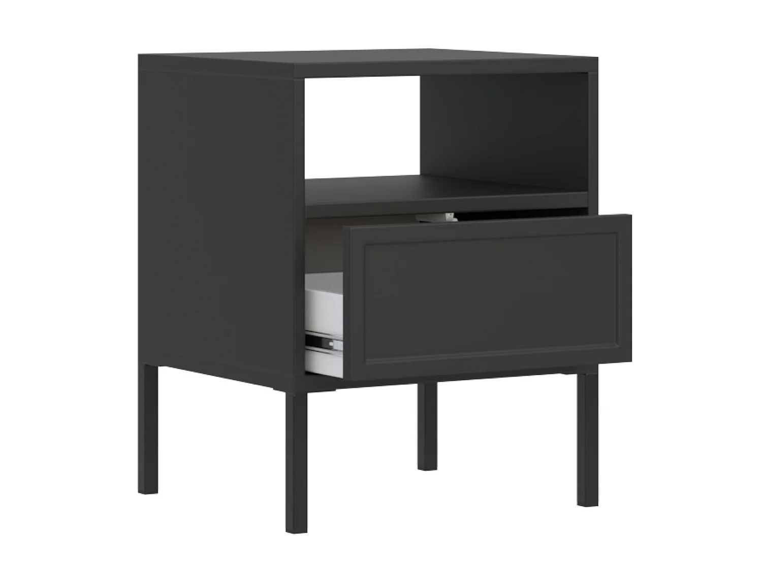 Nachtkastje met lade en open vak - 45 cm - zwart - VELVETO