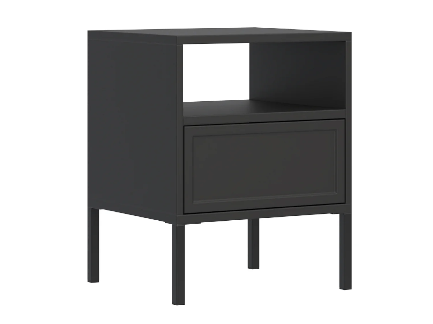 Nachtkastje met lade en open vak - 45 cm - zwart - VELVETO