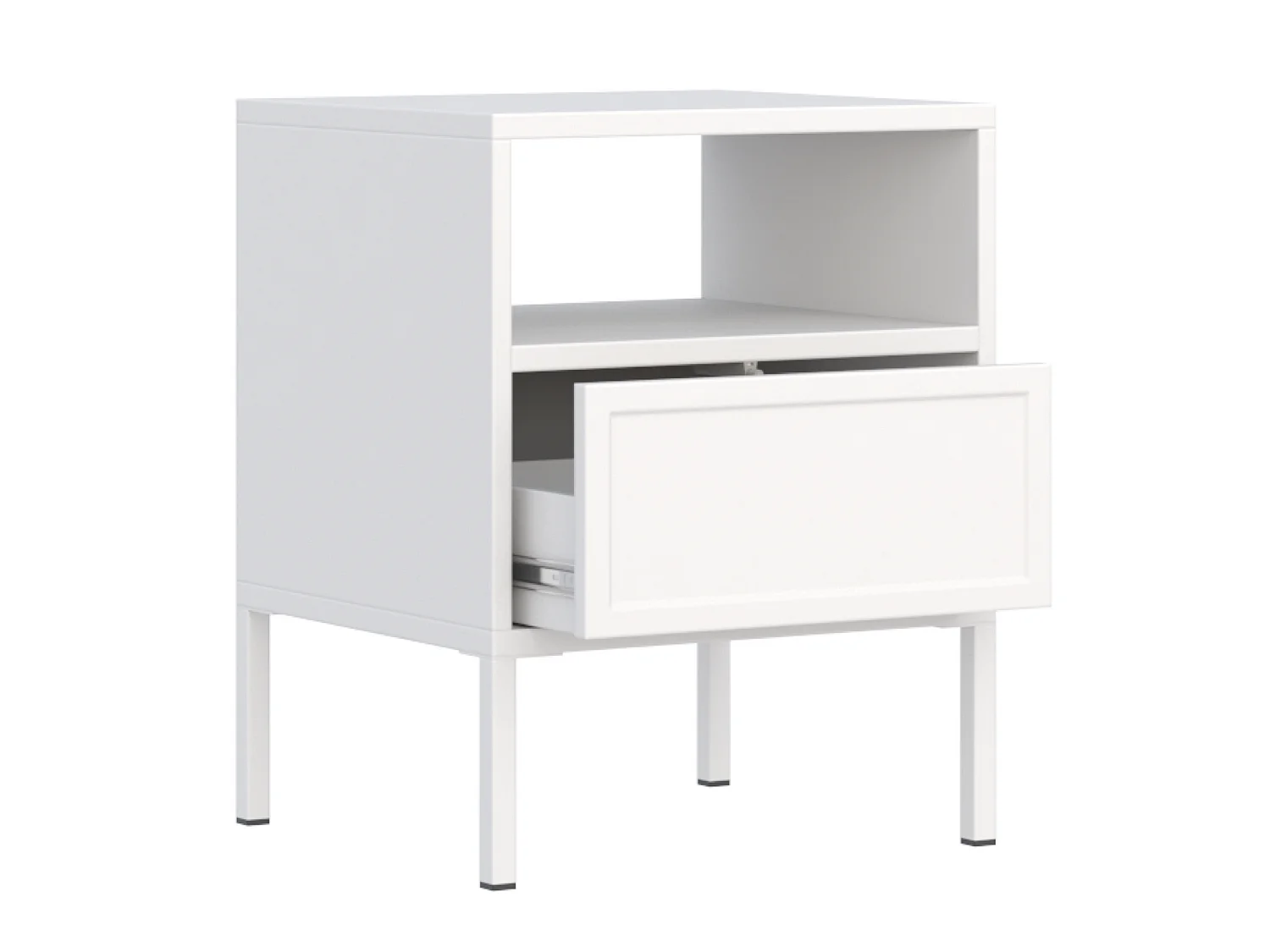 Nachtkastje met lade en open vak - 45 cm - wit - VELVETO