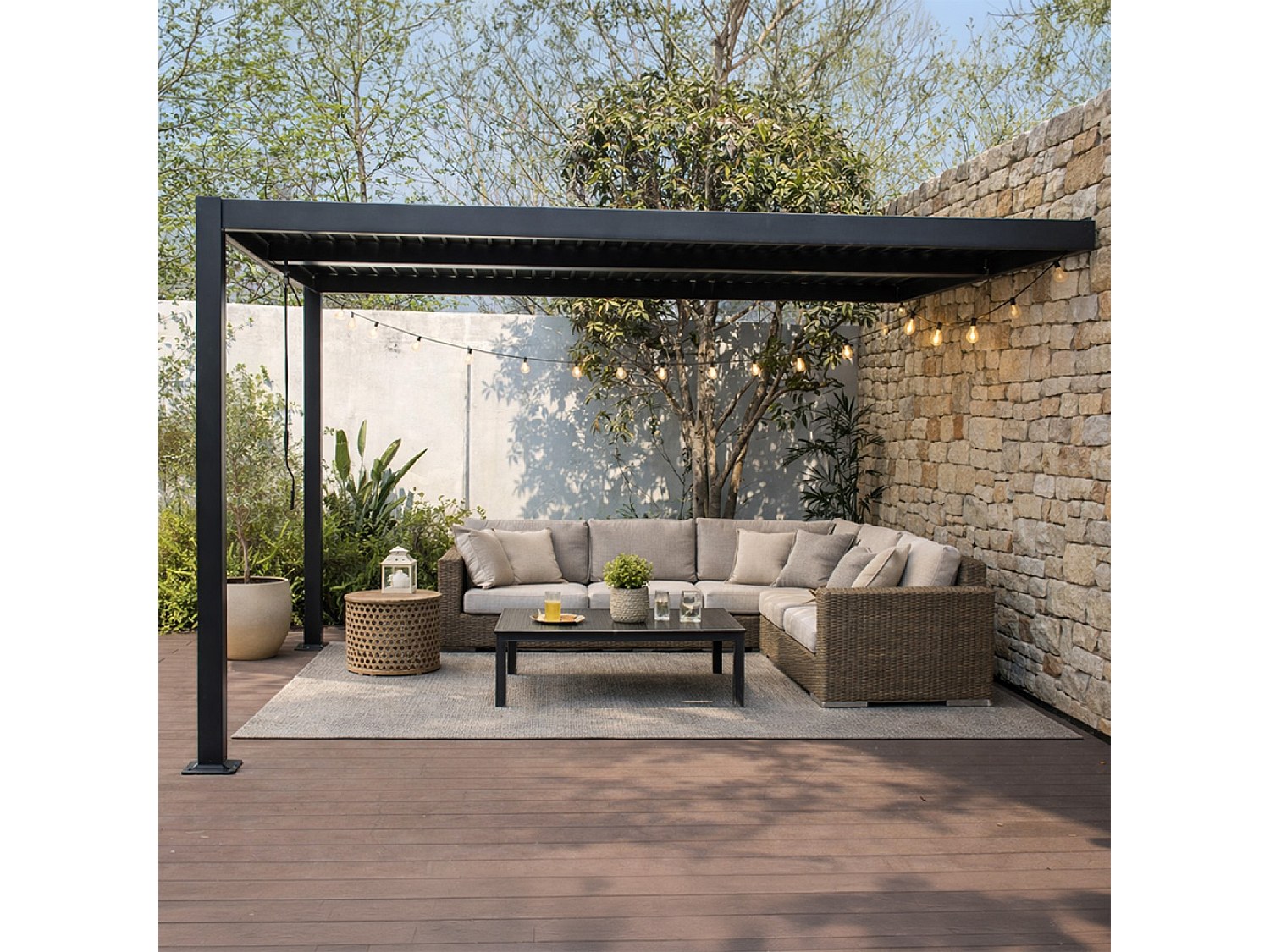 Pérgola Bioclimática Moderna de Aluminio Negro 4x3m - SIFNOS