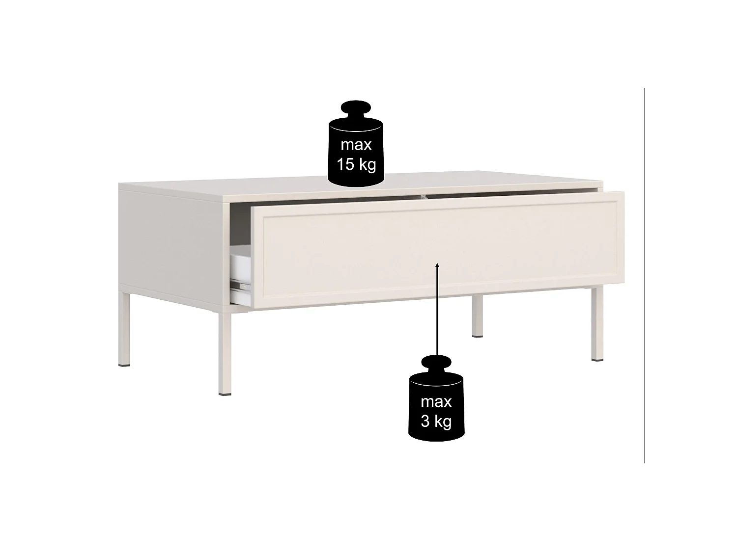 Couchtisch mit Schublade – weiß – 100x50 cm – VELVETO