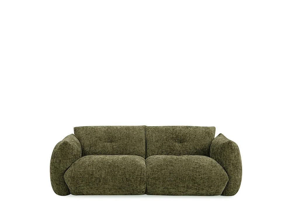 Bocca - Canapé droit 3 places en tissu à dossier capitonné - Vert olive