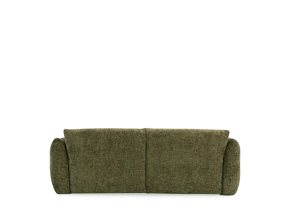Bocca - Canapé droit 3 places en tissu à dossier capitonné - Vert olive
