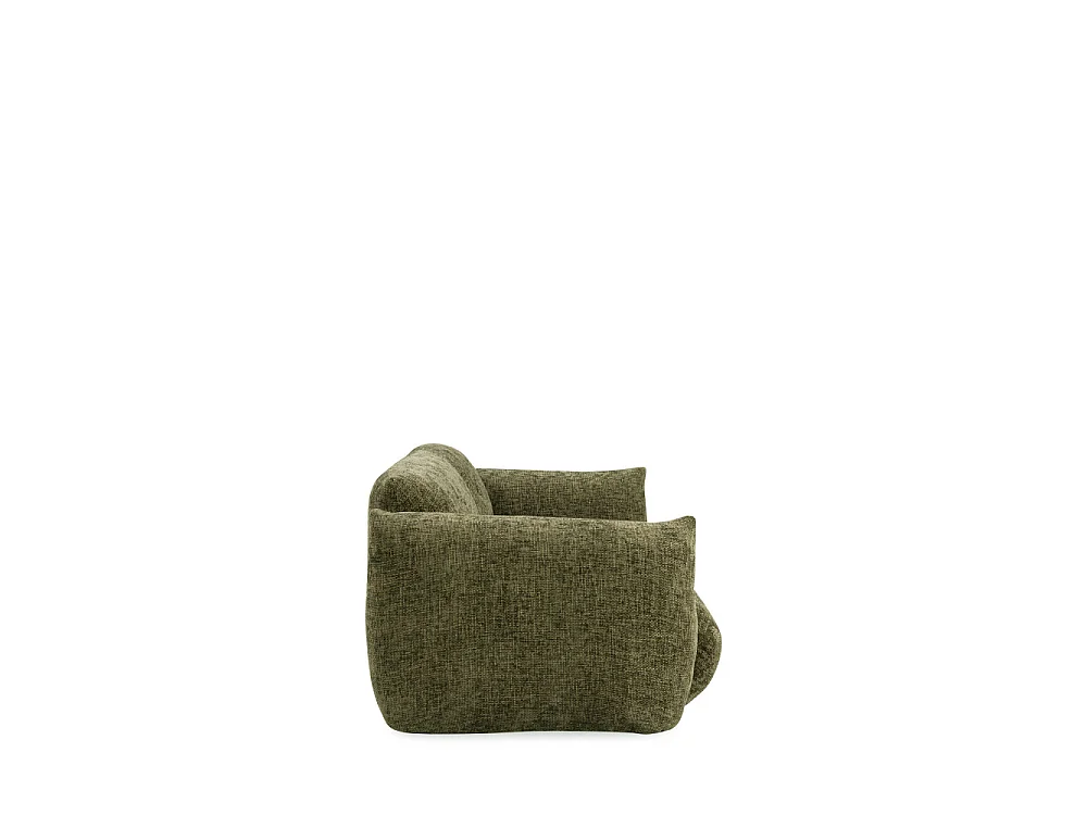 Bocca - Canapé droit 3 places en tissu à dossier capitonné - Vert olive