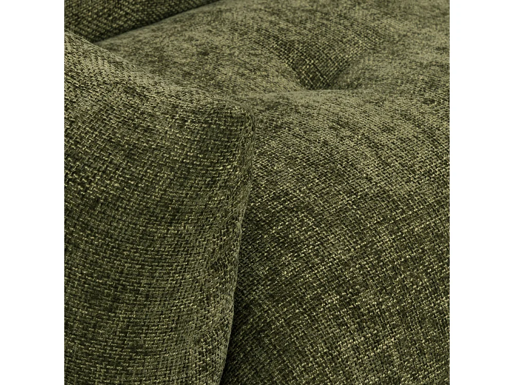 Bocca - Canapé droit 3 places en tissu à dossier capitonné - Vert olive