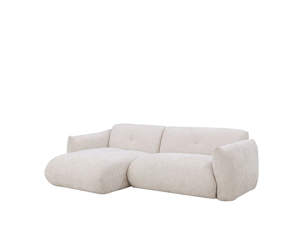 Bocca - Canapé d'angle gauche 4 places en tissu à dossier capitonné - Écru